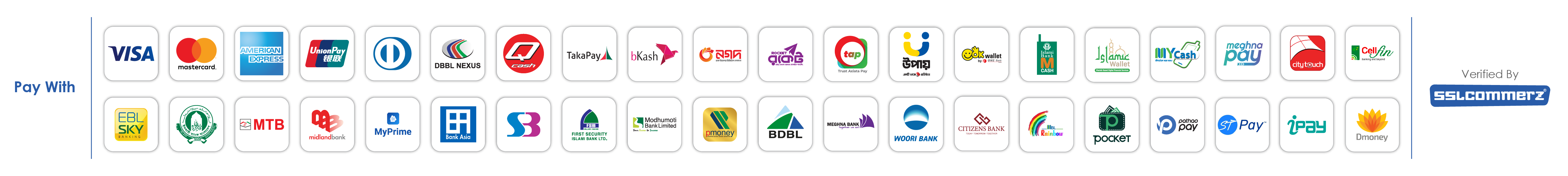 SSLCOMMERZ-এর মাধ্যমে পেমেন্টের মাধ্যমসমূহ